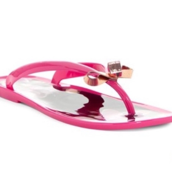 Ted Baker Fuchsia Pink ‘Taito’ Bow Jelly Flip Flop Sandals - Picture 6 of 11